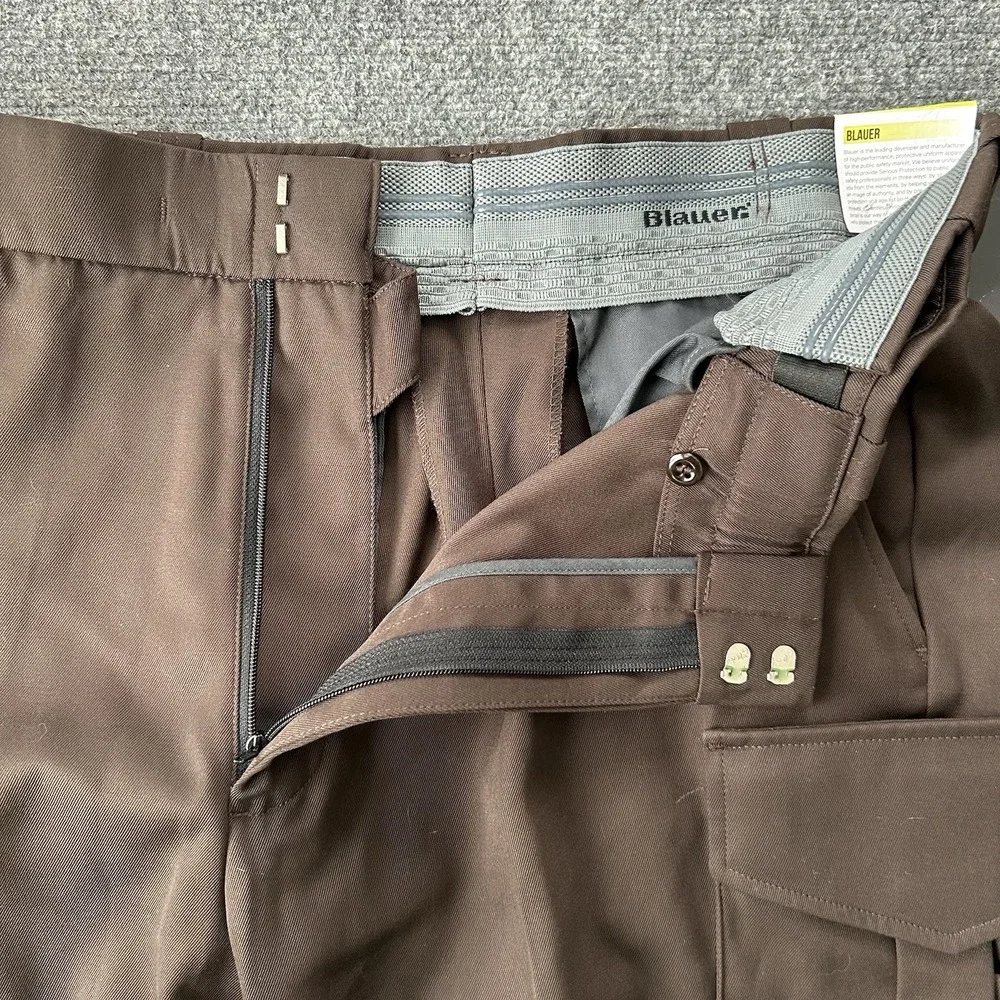 Blauer Pants Men 38 Chocolate Brown Side Pocket Rayon Cargo Uniform Unhemmed P15
